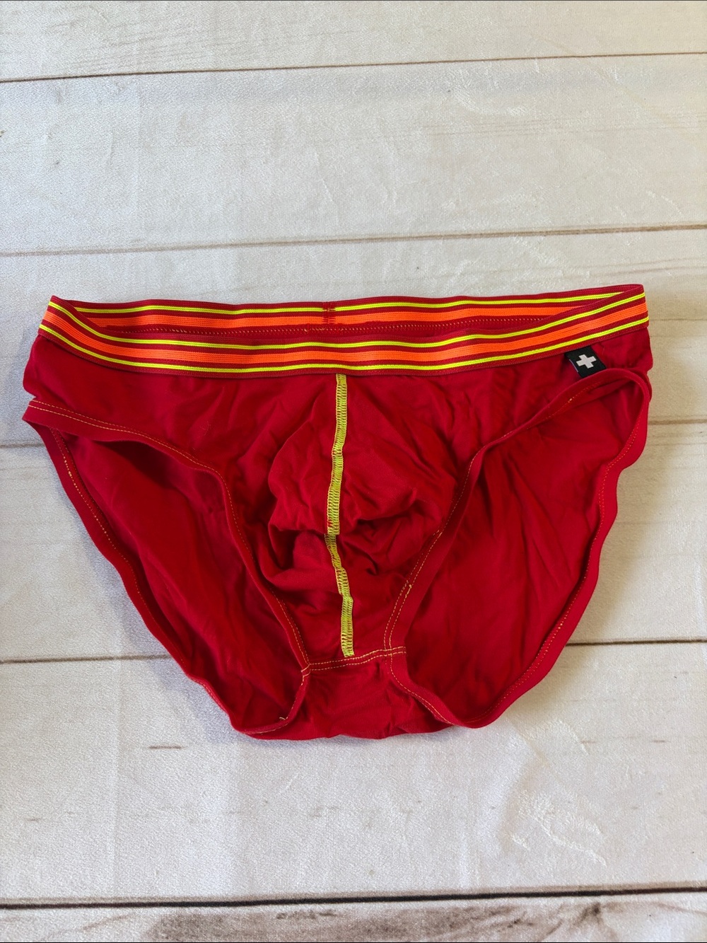 Andrew Christian Striped Waistband Briefs Pack - Blue, Red, Navy - Picture 8 of 10